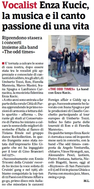 Enza Kucic e Odd Times Jazz Band Nuova band di Parma 2019