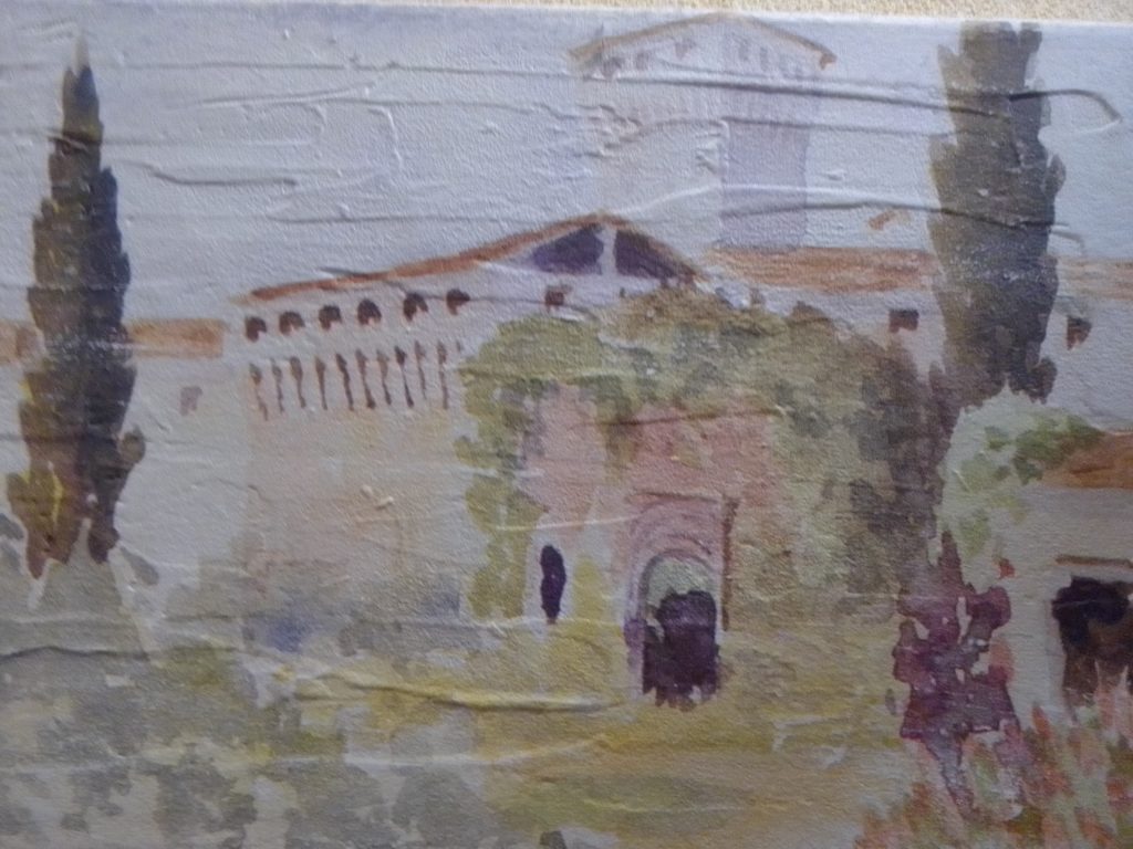 Castello di Montechiarugolo, pittura di Dal Piaz, internato nel 45 proprietà di L.M.