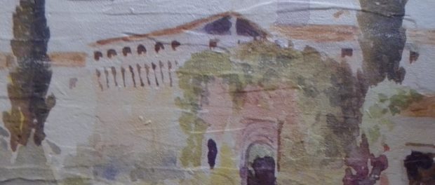 Castello di Montechiarugolo, pittura di Dal Piaz, internato nel 45 proprietà di L.M.